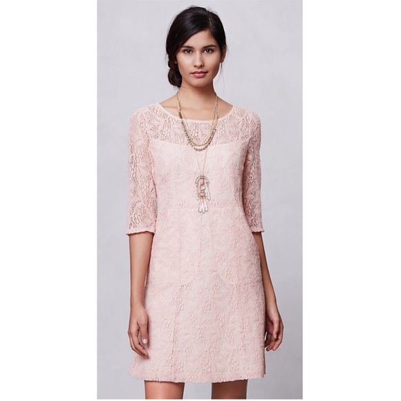 Maeve Anthropologie Lefkara Lace Dress Blush Pink - Picture 5 of 7
